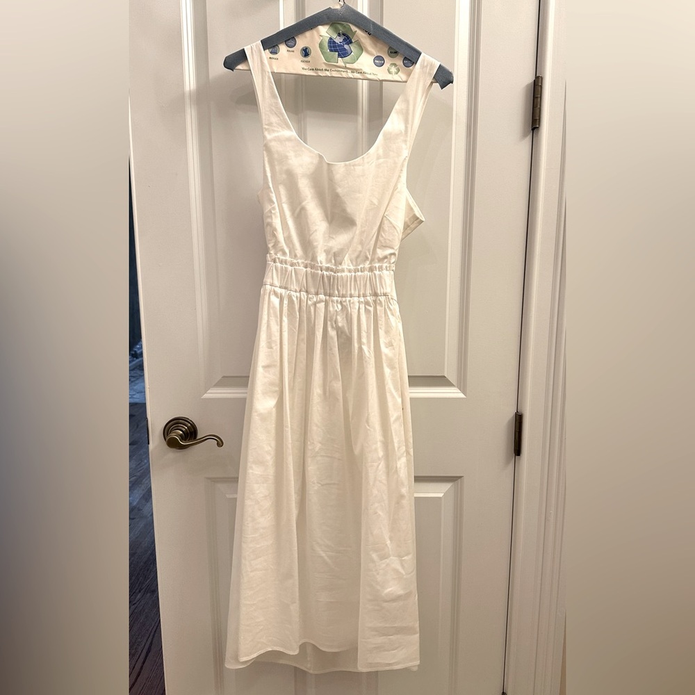 Aqua Cotton White Open Back Dress